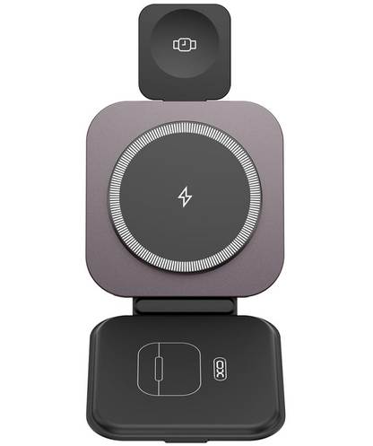 Bezdrôtová sieťová nabíjačka XO Design CX035 3v1, 15W, 1,67A, čierna, znovu zabalená