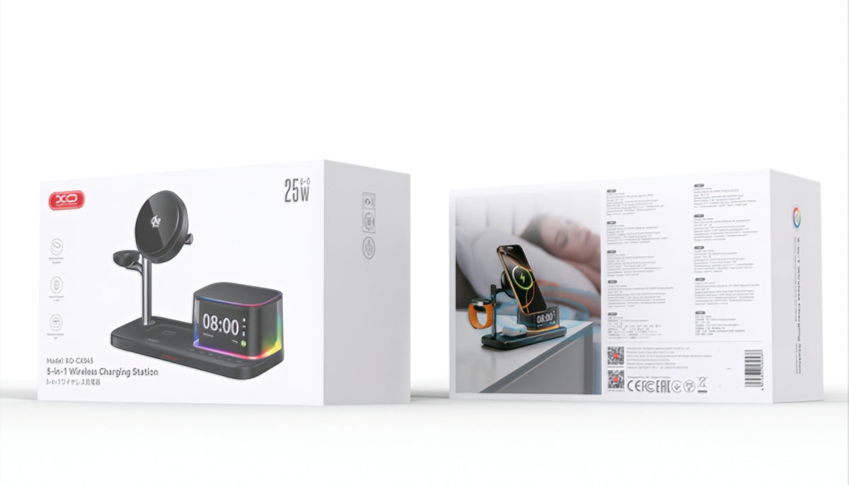 Bezdrôtová sieťová nabíjačka XO Design CX045 3v1, 25W, čierna