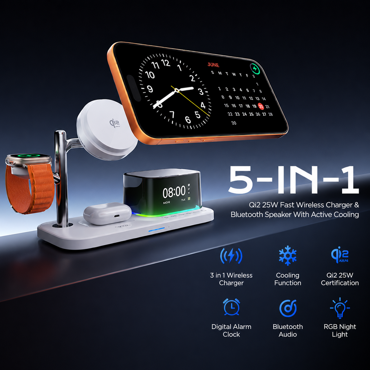 Bezdrôtová sieťová nabíjačka XO Design CX045 3v1, 25W, čierna