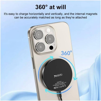 Bezdrôtová sieťová nabíjačka Yesido DS21, 15W, 1.67A, Čierna