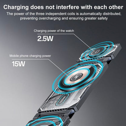 Yesido DS25 3in1 Wireless Network Charger, 15W, 1.67A, Black