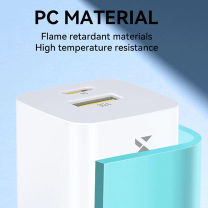 Sieťová nabíjačka WZK WWCEAC, 33W, 3A, 1 x USB-A - 1 x USB-C, Biela