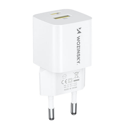 Sieťová nabíjačka WZK WWCEAC, 33W, 3A, 1 x USB-A - 1 x USB-C, Biela