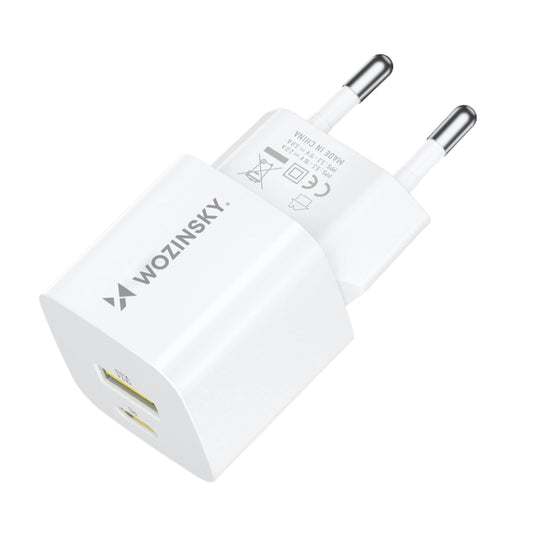 Sieťová nabíjačka WZK WWCEAC, 33W, 3A, 1 x USB-A - 1 x USB-C, Biela