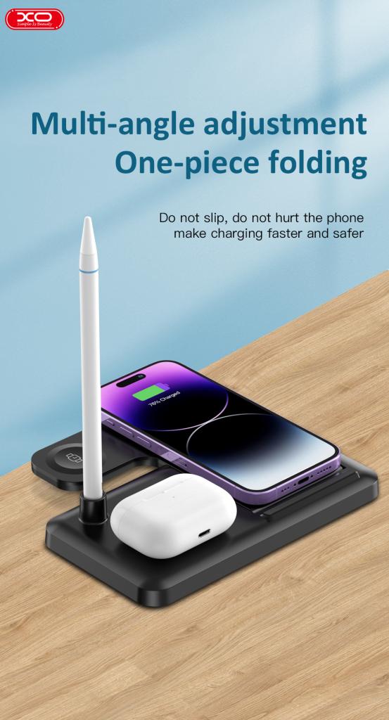 XO Design WX033 4in1 Wireless Network Charger, 15W, 1.67A, Black