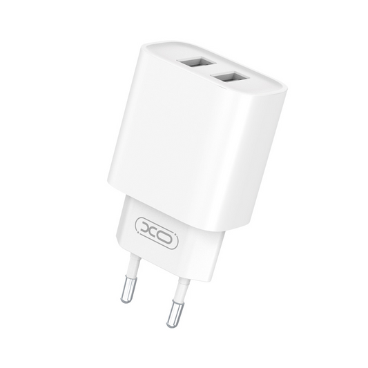 Sieťová nabíjačka XO Design CE02C, 10.5W, 2.1A, 2 x USB-A, Biela