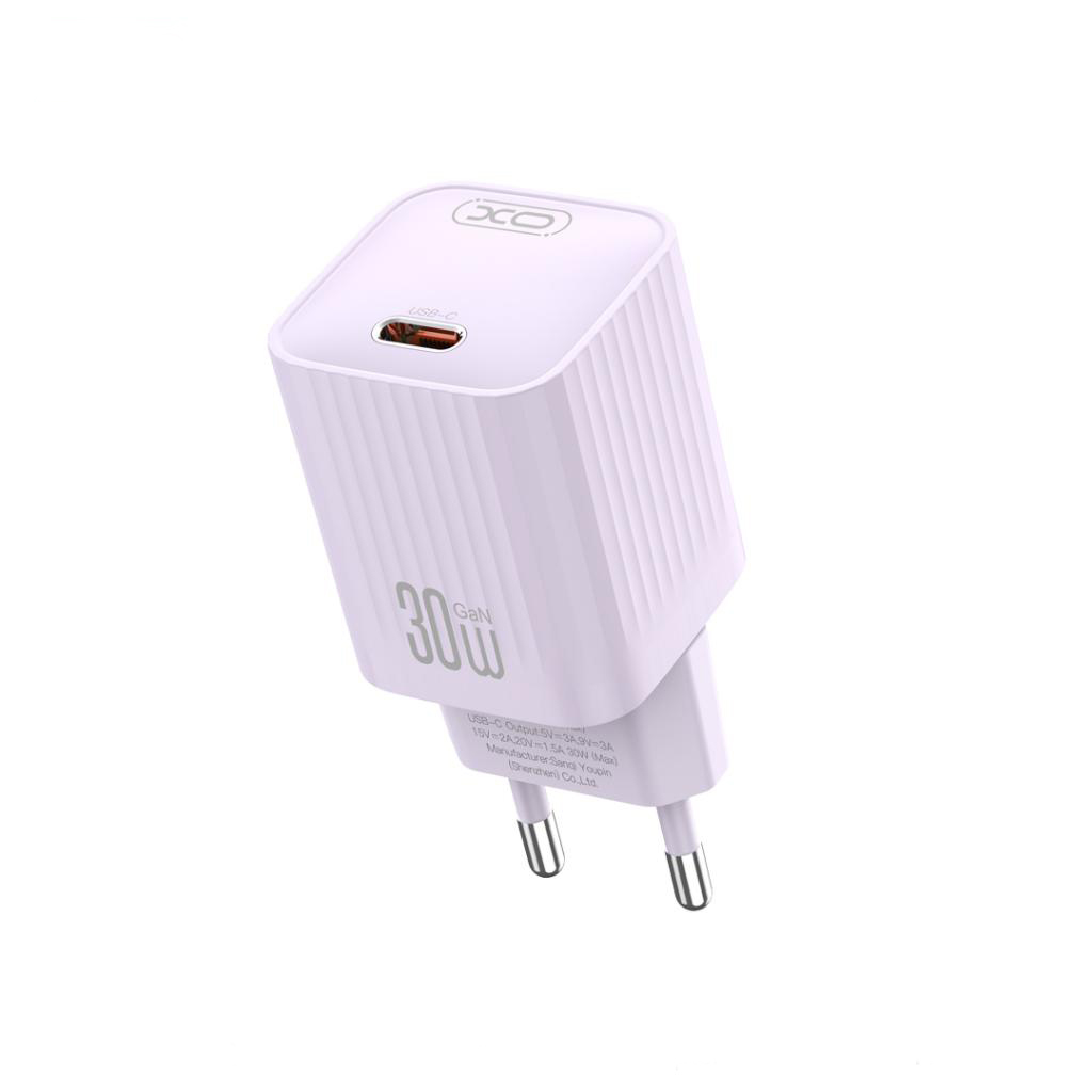 Sieťová nabíjačka XO Design L148, 30W, 3A, 1 x USB-C, fialová