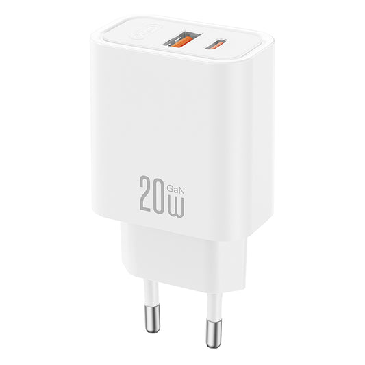 Sieťová nabíjačka XO Design CE40, 20W, 3A, 1 x USB-A - 1 x USB-C, biela