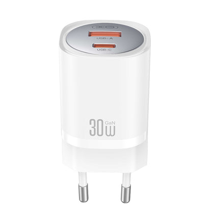Sieťová nabíjačka XO Design CE21, 30W, 3A, 1 x USB-A - 1 x USB-C, Biela