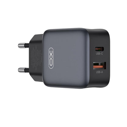 Sieťová nabíjačka XO Design L156, 30W, 3A, 1 x USB-A - 1 x USB-C, Čierna