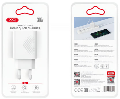Sieťová nabíjačka XO Design L162, 30W, 3A, 1 x USB-C, Biela