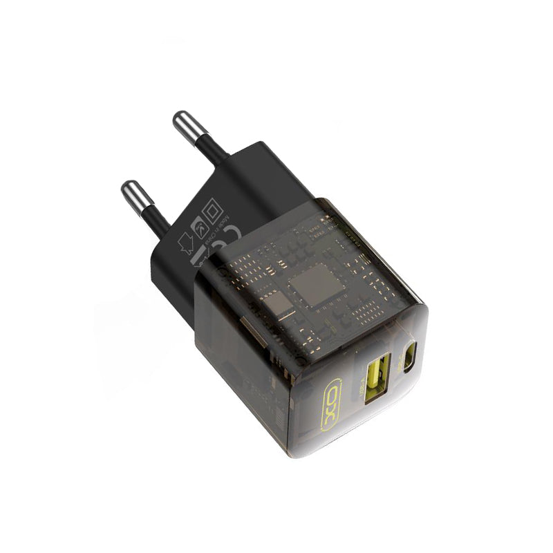 Sieťová nabíjačka XO Design CE05, 30W, 3A, 1 x USB-A - 1 x USB-C, Hnedá