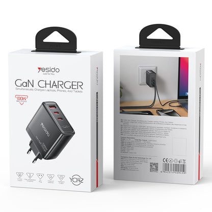 Yesido YC142 Network Charger, 100W, 5A, 1 x USB-A - 2 x USB-C, Black