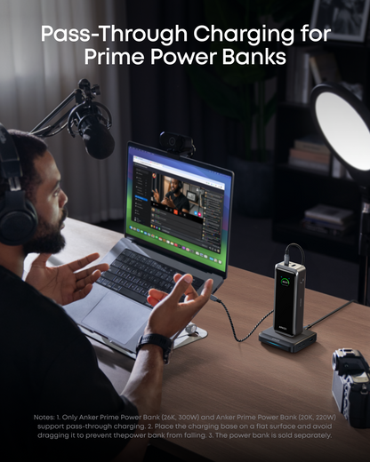 Nabíjací stanica Anker pre externú batériu Prime, 150W, 5A, 1 x Pogo Pin - 1 x USB-A - 2 x USB-C, Čierna A1903G11