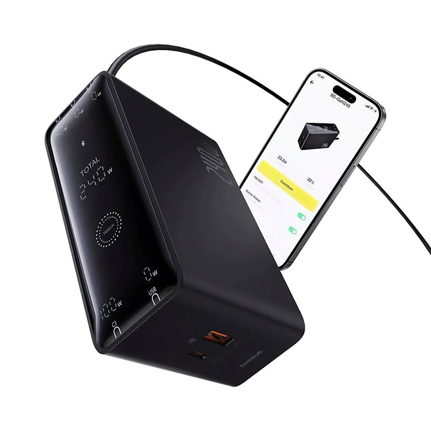 Nabíjačka Stanica Baseus 5in1, 240W, 5A, 1 x USB-A - 3 x USB-C - 1 x DC, Čierna P10163901113-00
