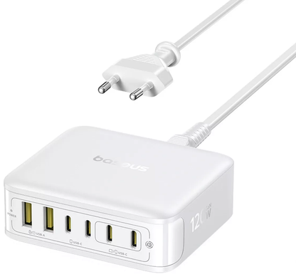 Nabíjačka stanica Baseus EnerFill FH21, 120W, 3,25A, 2 x USB-A - 4 x USB-C, biela E0120T01