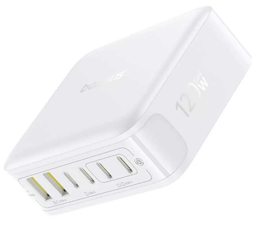 Nabíjačka stanica Baseus EnerFill FH21, 120W, 3,25A, 2 x USB-A - 4 x USB-C, biela E0120T01