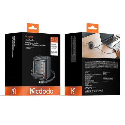 Nabíjačka Stanica s USB-C Káblom Mcdodo FreeGo CH-1391 Displej, 100W, 5A, 1 x USB-A - 2 x USB-C, Čierna