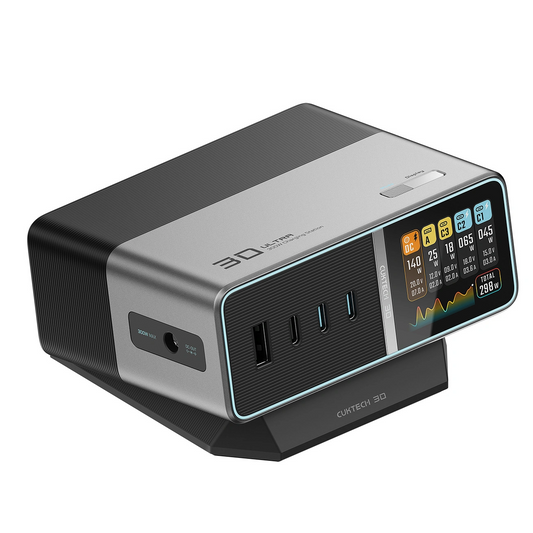 Nabíjačka stanica Cuktech TA3005U, 300W, 1 x DC - 1 x USB-A - 3 x USB-C, sivá
