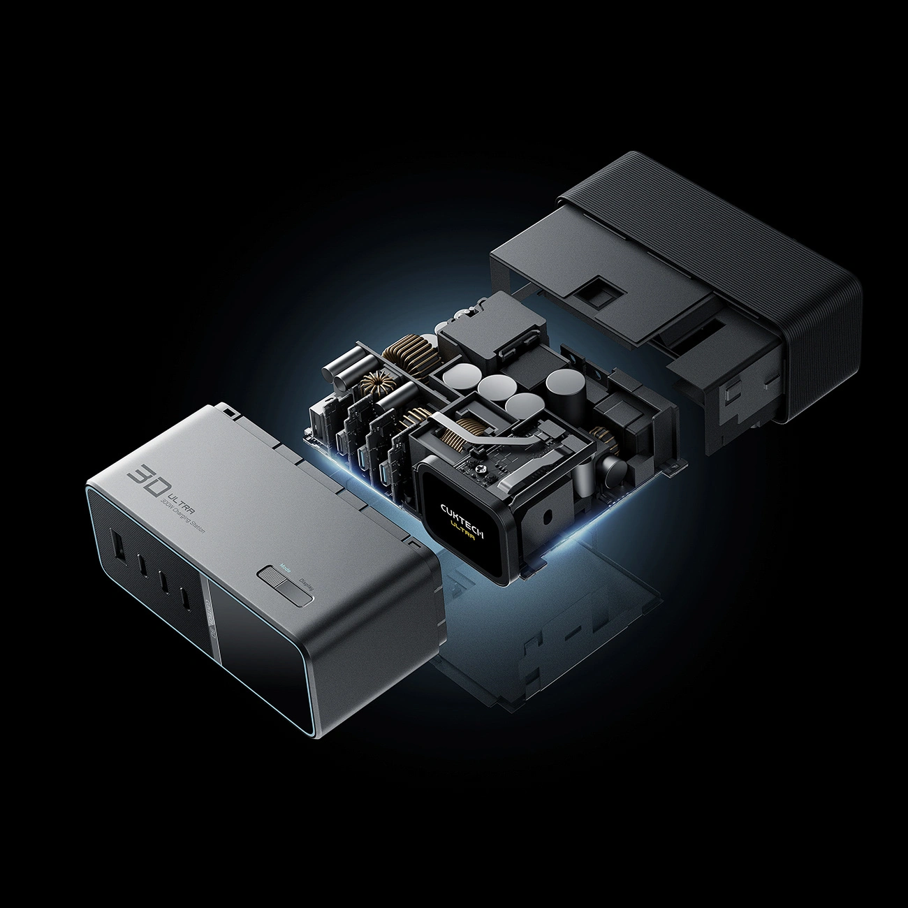 Nabíjačka stanica Cuktech TA3005U, 300W, 1 x DC - 1 x USB-A - 3 x USB-C, sivá