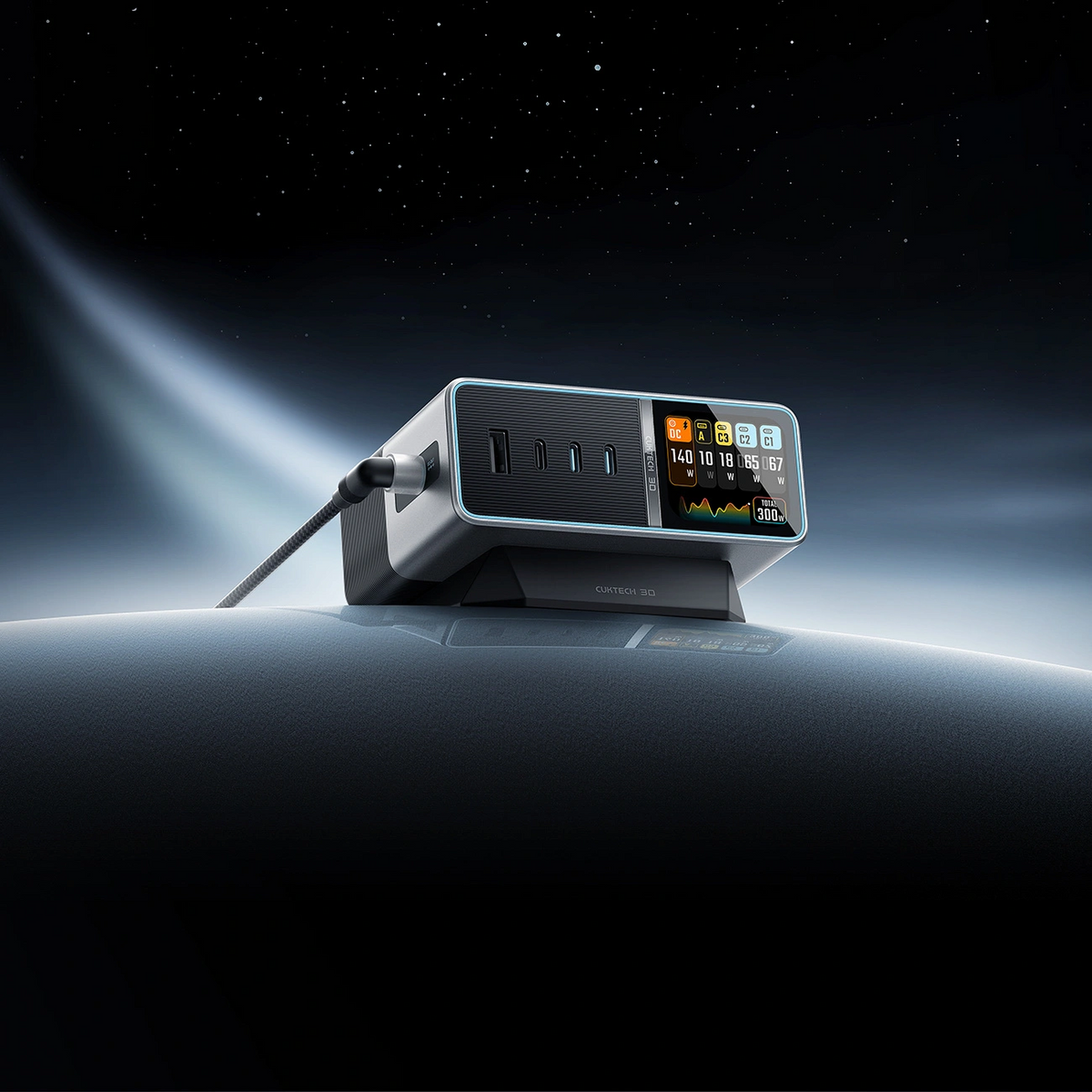 Nabíjačka stanica Cuktech TA3005U, 300W, 1 x DC - 1 x USB-A - 3 x USB-C, sivá