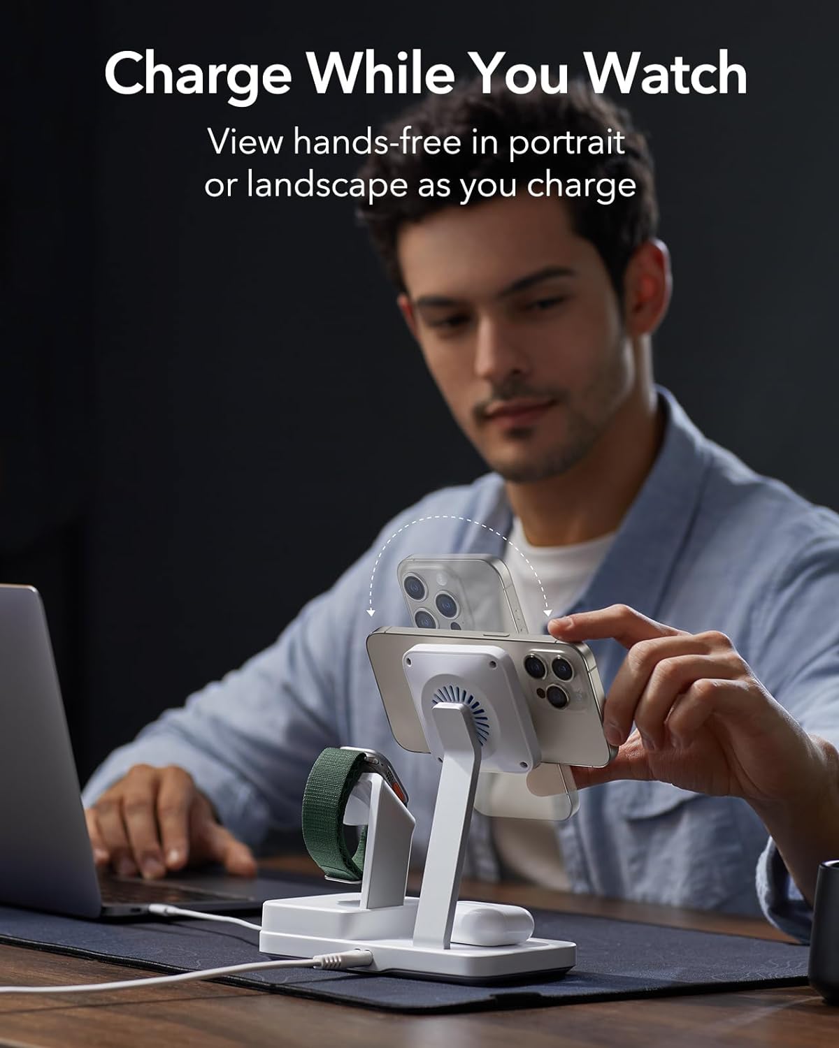 Nabíjačka Stanica ESR CryoBoost QI 6in1, 100W, 2 x USB-A - 1 x USB-C, Biela