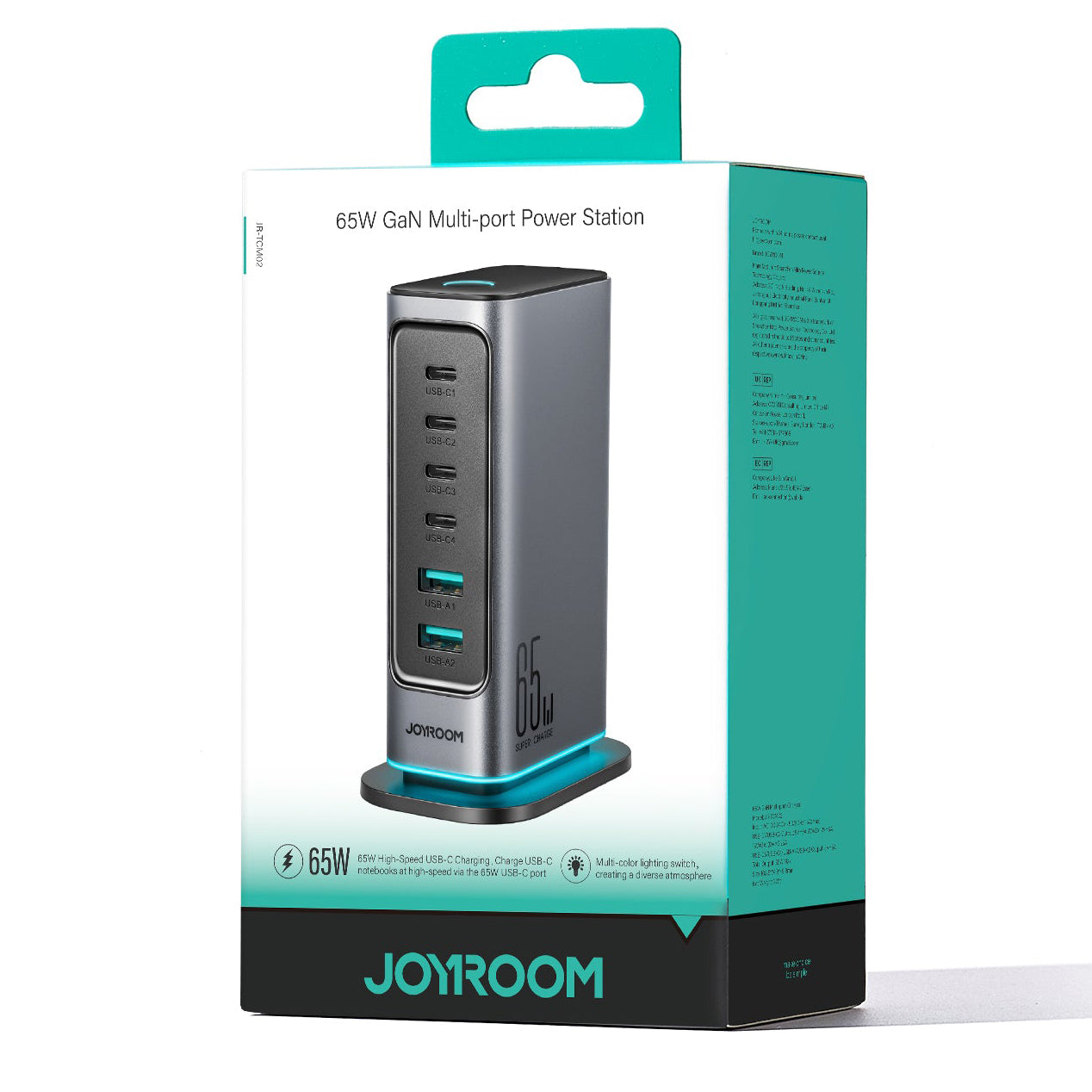 Nabíjačka Stanica Joyroom JR-TCM02, 65W, 3.25A, 2 x USB-A - 4 x USB-C, Sivá