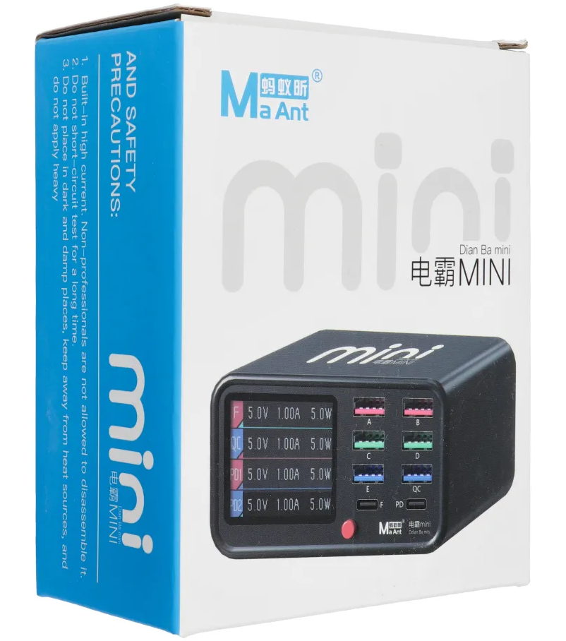 Nabíjačka stanica MaAnt Dianba Mini, 75W, 2 x USB-C - 6 x USB-A, Čierna