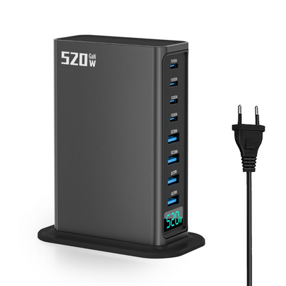 Nabíjačka stanice OEM, 520W, 5A, 4 x USB-A - 4 x USB-C, Sivá