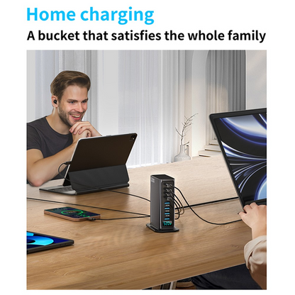 Nabíjačka stanice OEM, 520W, 5A, 4 x USB-A - 4 x USB-C, Sivá