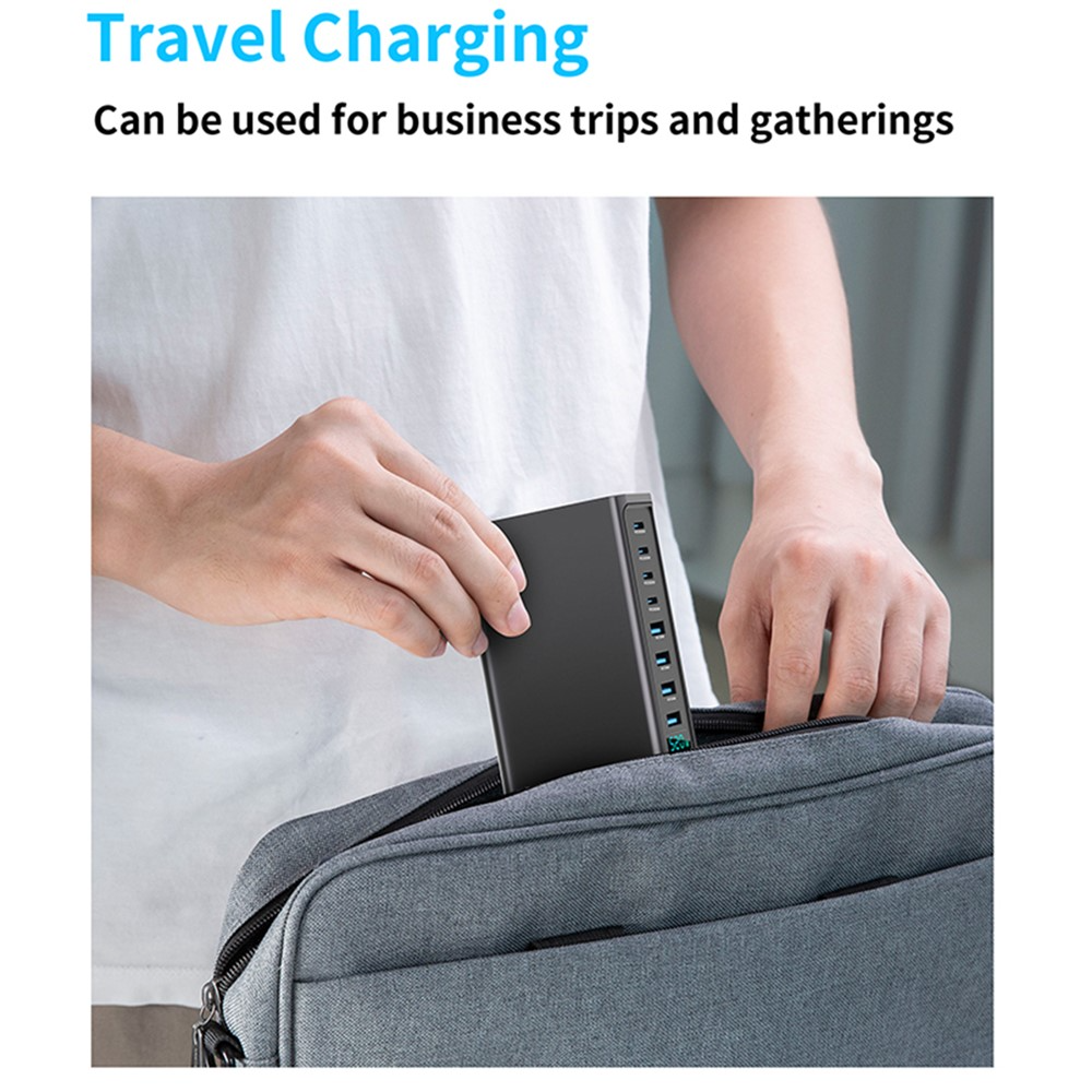 Nabíjačka stanice OEM, 520W, 5A, 4 x USB-A - 4 x USB-C, Sivá