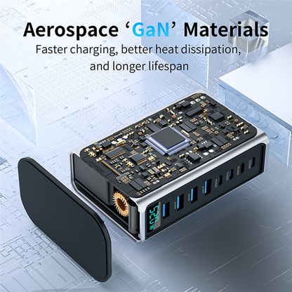 Nabíjačka stanice OEM, 520W, 5A, 4 x USB-A - 4 x USB-C, Sivá