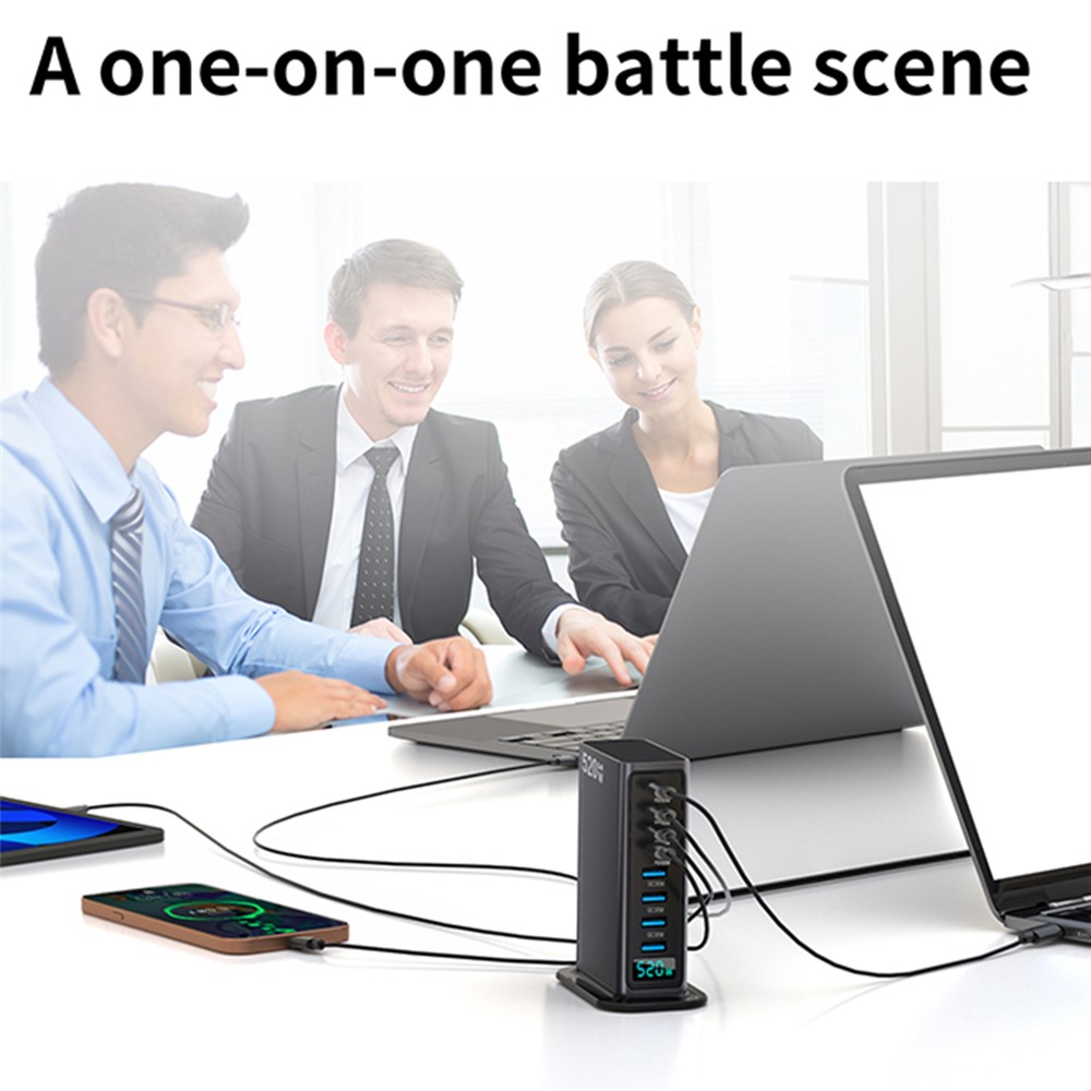 Nabíjačka stanice OEM, 520W, 5A, 4 x USB-A - 4 x USB-C, Sivá