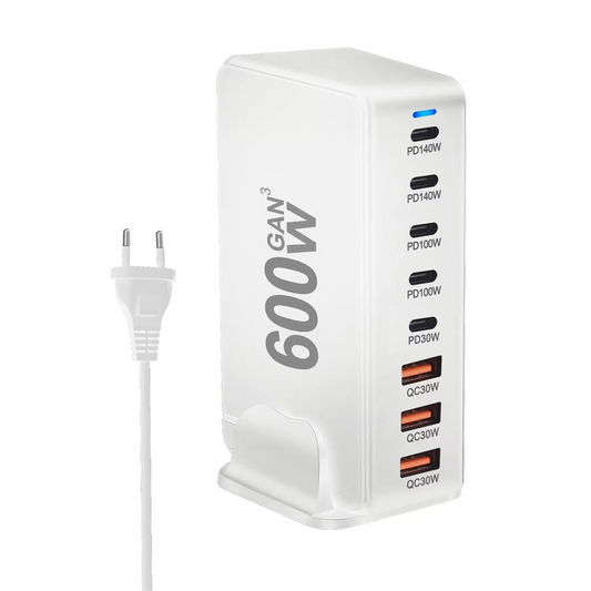 Nabíjačka Stanica OEM, 600W, 4 x USB-A - 4 x USB-C, Biela