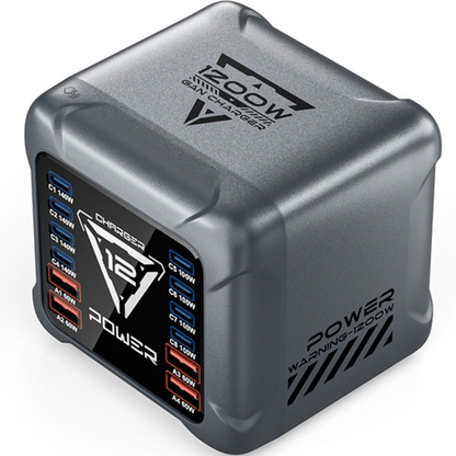 Nabíjačka Stanica OEM BK-127D, 280W, 5A, 4 x USB-A - 8 x USB-C, Sivá