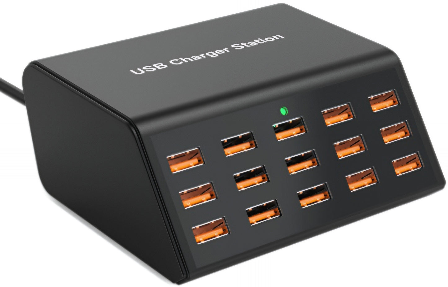 Nabíjačka stanice OEM HW15, 100W, 2A, 15 x USB-A, čierna