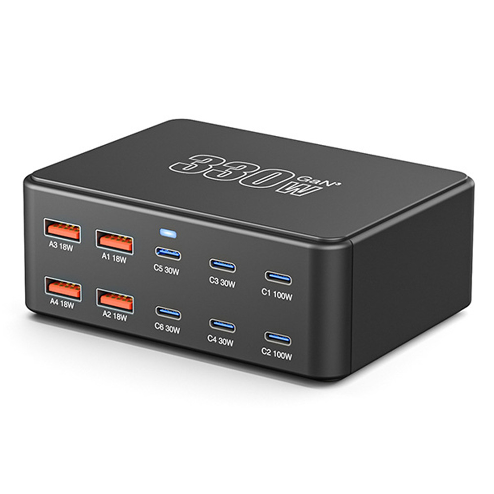 Nabíjačka Stanica OEM HW66, 330W, 5A, 4 x USB-A - 6 x USB-C, Čierna
