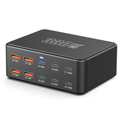 Nabíjačka Stanica OEM HW66, 330W, 5A, 4 x USB-A - 6 x USB-C, Čierna