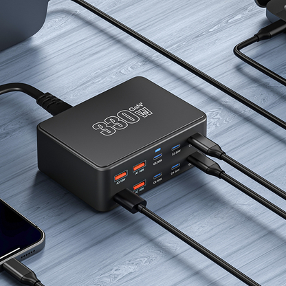 Nabíjačka Stanica OEM HW66, 330W, 5A, 4 x USB-A - 6 x USB-C, Čierna