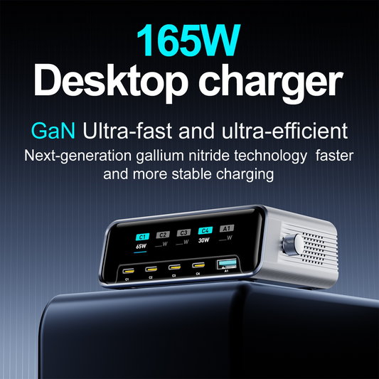 Nabíjačka stanice OEM WLX-60G, 140W, 5A, 1 x USB-A - 4 x USB-C, sivá