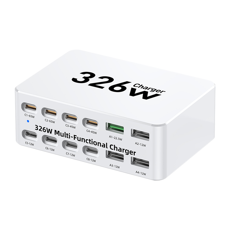 Nabíjačka stanice OEM WLX-818E, 326W, 3,25A, 4 x USB-A - 8 x USB-C, biela