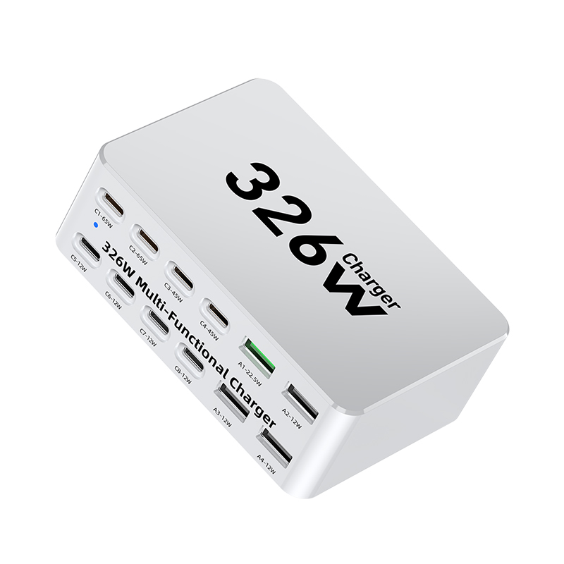 Nabíjačka stanice OEM WLX-818E, 326W, 3,25A, 4 x USB-A - 8 x USB-C, biela