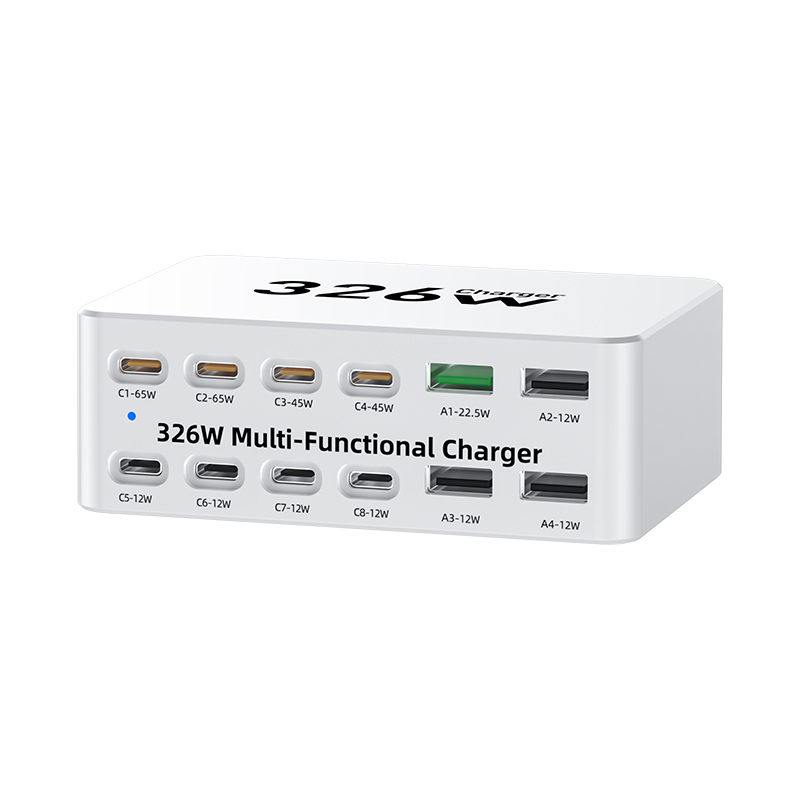 Nabíjačka stanice OEM WLX-818E, 326W, 3,25A, 4 x USB-A - 8 x USB-C, biela