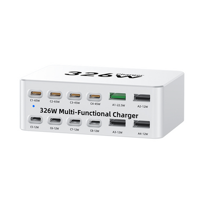 Nabíjačka stanice OEM WLX-818E, 326W, 3,25A, 4 x USB-A - 8 x USB-C, biela
