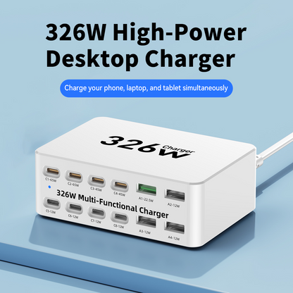 Nabíjačka stanice OEM WLX-818E, 326W, 3,25A, 4 x USB-A - 8 x USB-C, biela