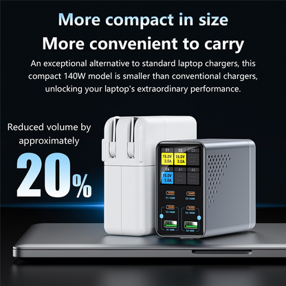 Nabíjačka stanice OEM WLX-G3, 140W, 5A, 2 x USB-A - 4 x USB-C, Sivá