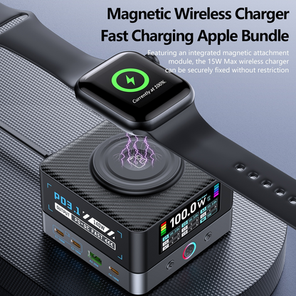 Nabíjačka stanice OEM WLX-R8A QI, 140W, 5A, 2 x USB-A - 6 x USB-C, Sivá