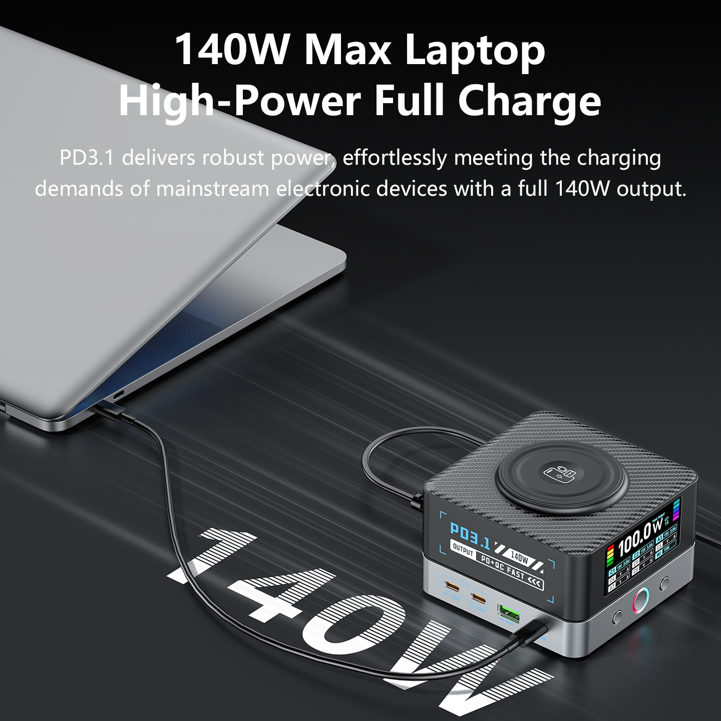 Nabíjačka stanice OEM WLX-R8A QI, 140W, 5A, 2 x USB-A - 6 x USB-C, Sivá