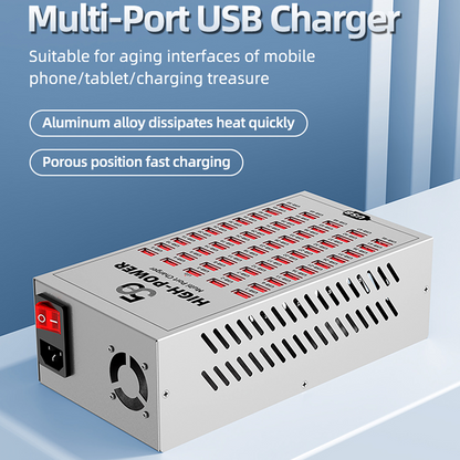 Nabíjačka stanice OEM WLX-T2A, 200W, 2.4A, 50 x USB-A, Strieborná