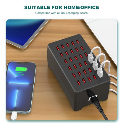 Nabíjačka stanice OEM WT-268, 150W, 2.4A, 30 x USB-A, Čierna